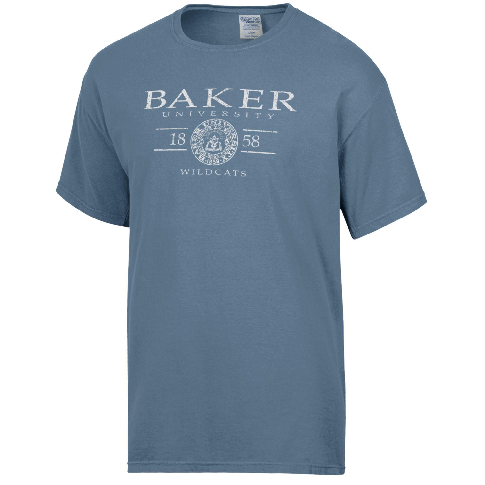 Last Call!* Baker University Seal Comfort Wash Short Sleeve Tee