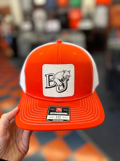 BU Leather Patch Trucker Hat