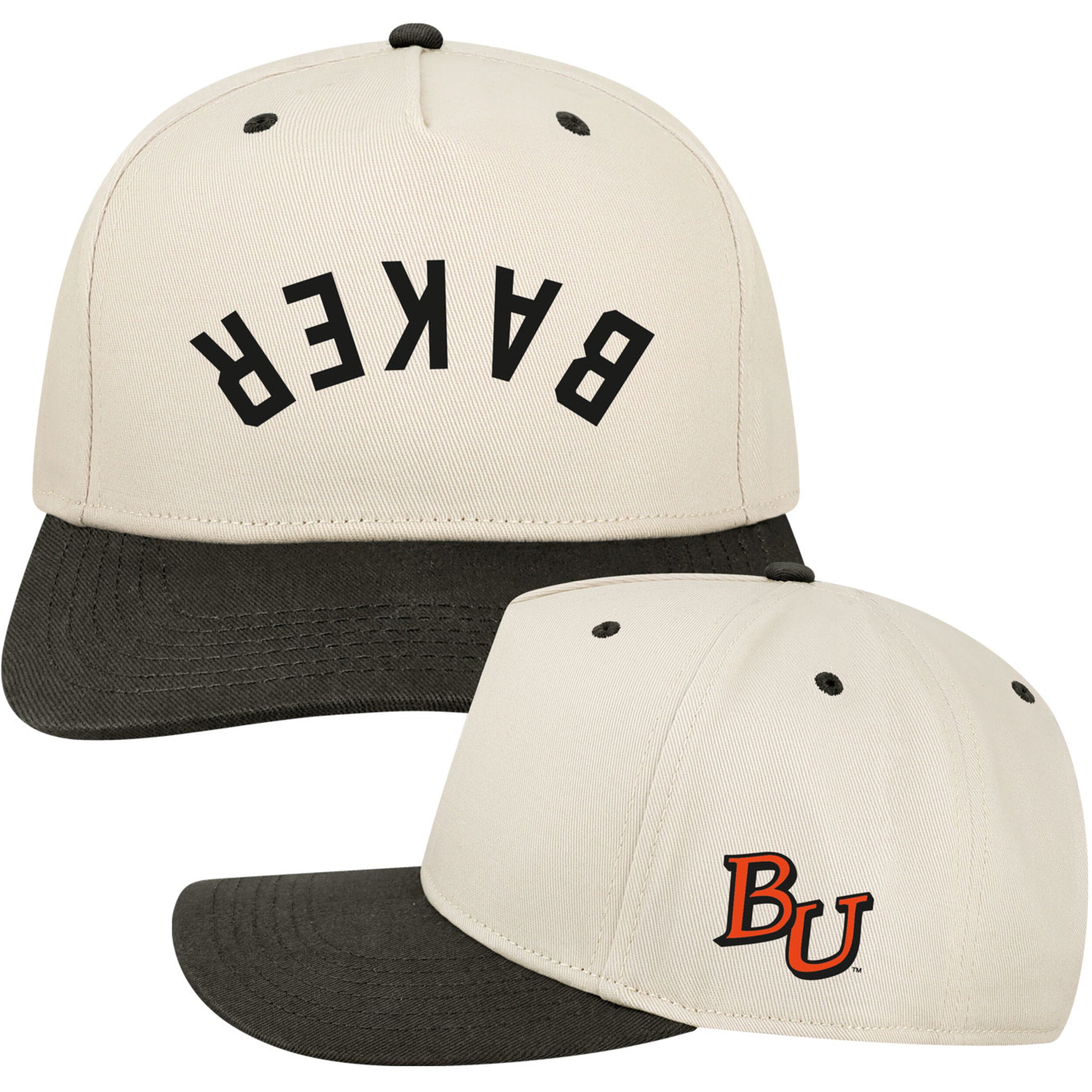 Upside Down Baker Heritage Twill Adjustable Hat-Black/Stone