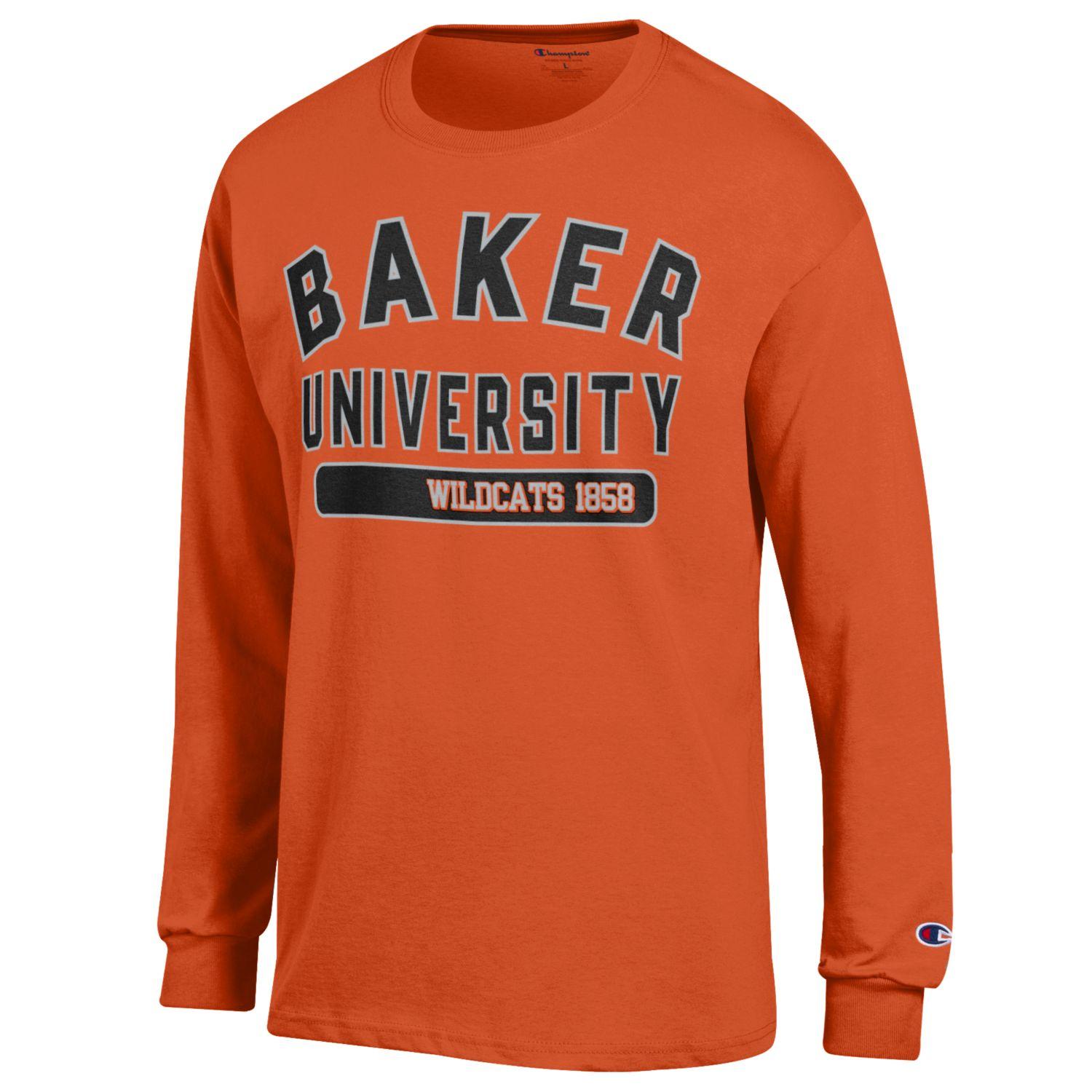 Last Call* Baker University Arched Long Sleeve Tee/Orange